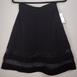 New Yoana Baraschi Anthropologie Sz XS Black A-line Skirt Mesh Detail USA